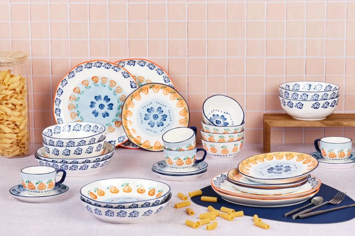 Björn Porzellan Geschirr-Set Napoli - 4 Personen 28 tlg. - Citrus bunt Mediterran | Webshop Schweiz