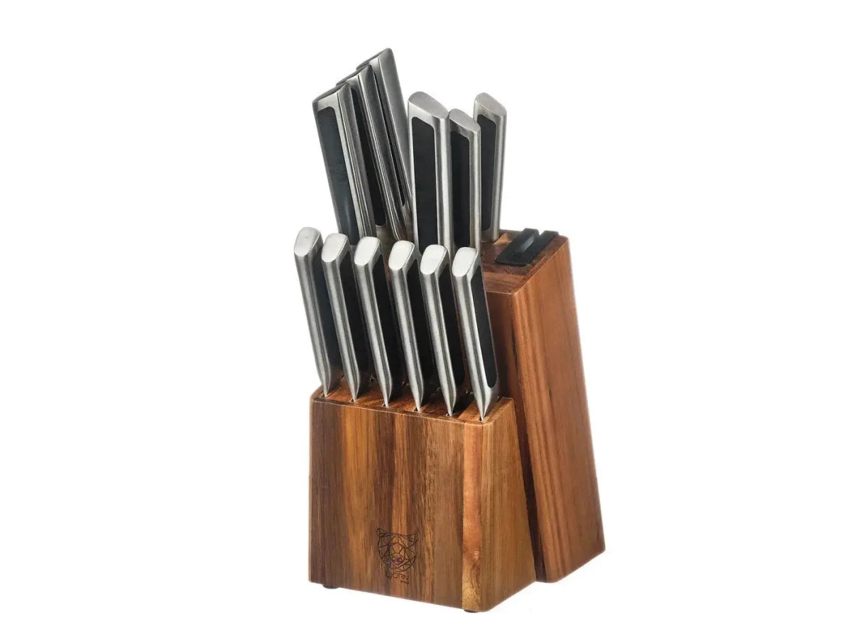 Björn Küchenmesserblock mit Steakmessern LOKI - 14 tlg. - Braun,Silber kaufen Bjorn Schweiz Webshop Onlineshop