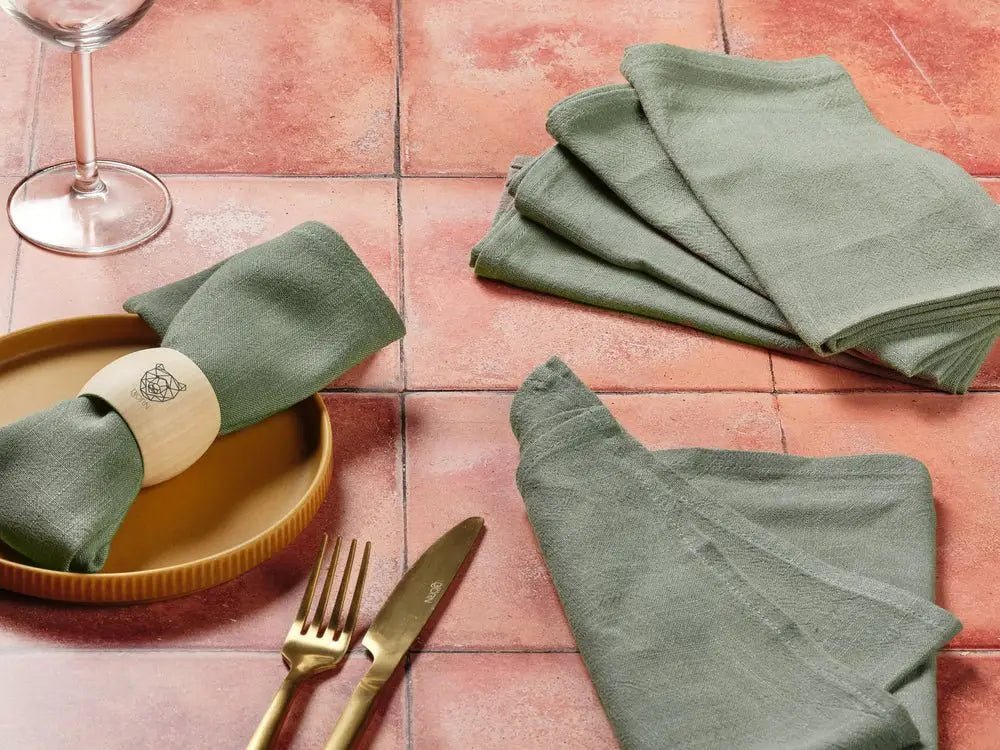 Björn Tischserviette - Leinen & Baumwolle - 6 tlg. - Grau/Grün kaufen Bjorn Schweiz Webshop Onlineshop