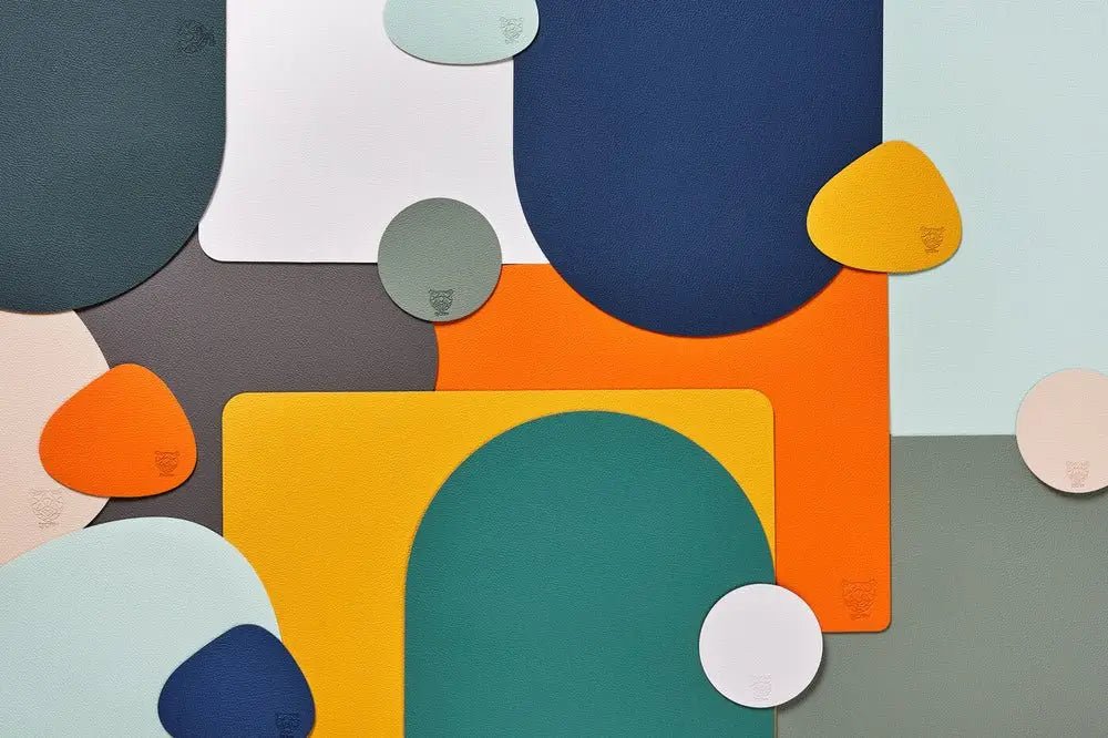 Björn Wendbare Untersetzer "rund" - recyceltes Leder - 6 tlg. - Gelb/Grün kaufen Bjorn Schweiz Webshop Onlineshop