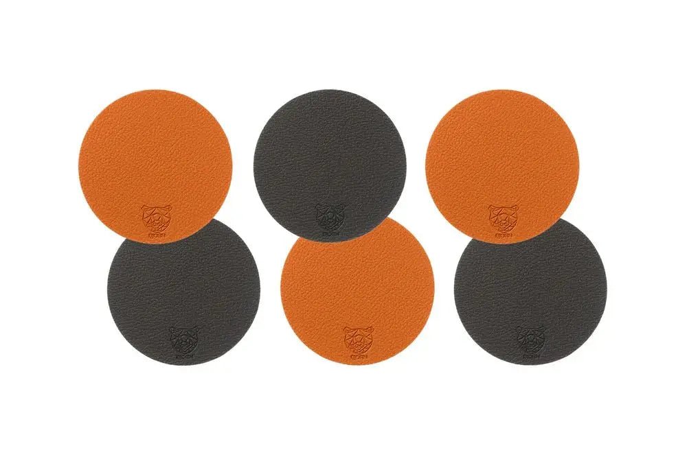 Björn Wendbare Untersetzer "rund" - recyceltes Leder - 6 tlg. - Orange/Braun kaufen Bjorn Schweiz Webshop Onlineshop