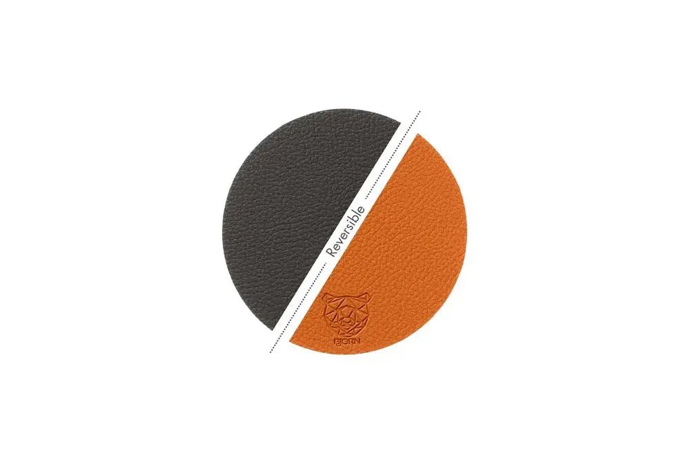 Björn Wendbare Untersetzer "rund" - recyceltes Leder - 6 tlg. - Orange/Braun kaufen Bjorn Schweiz Webshop Onlineshop
