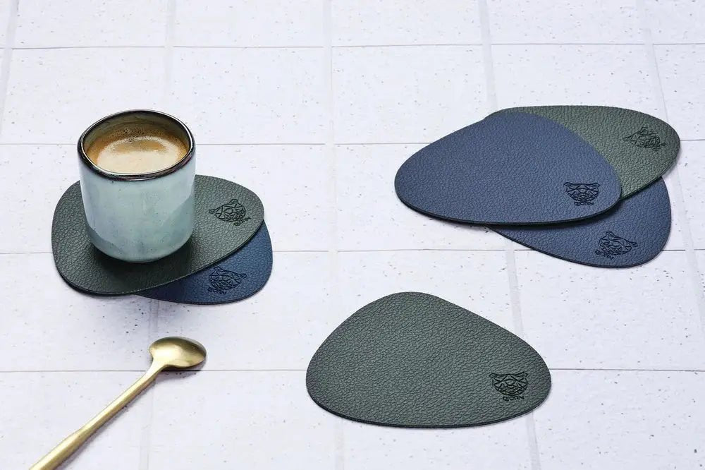 Björn Wendbare Untersetzer "stone" - recyceltes Leder - 6 tlg. - Blau/Grau kaufen Bjorn Schweiz Webshop Onlineshop