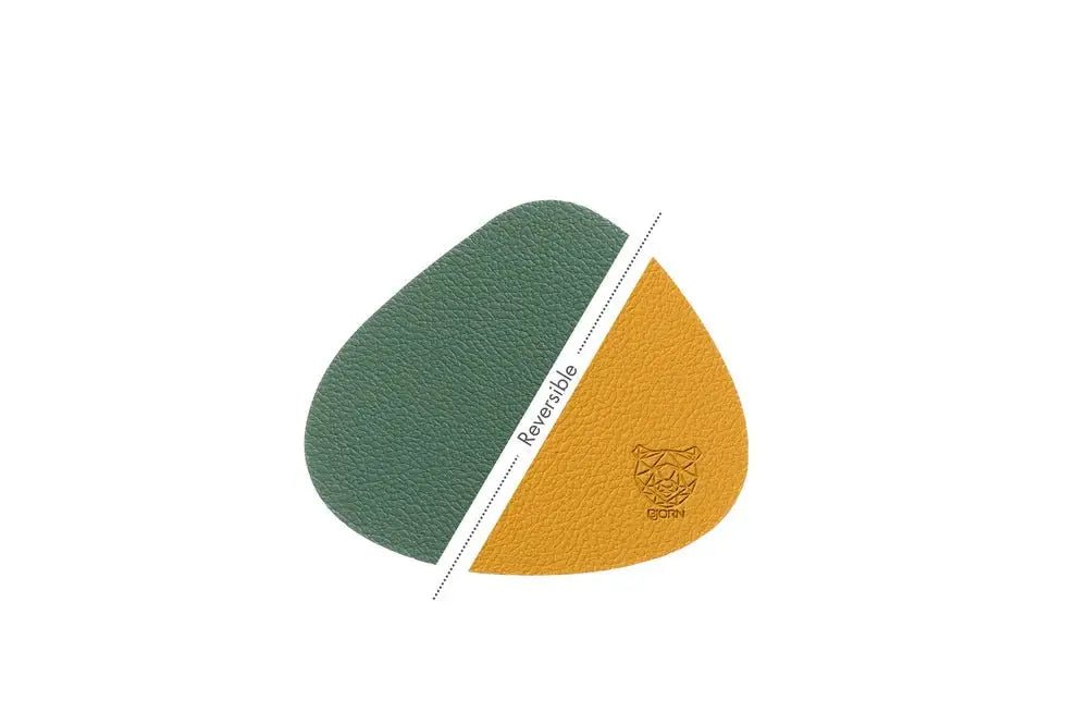 Björn Wendbare Untersetzer "stone" - recyceltes Leder - 6 tlg. - Gelb/Grün kaufen Bjorn Schweiz Webshop Onlineshop