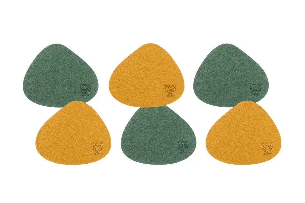 Björn Wendbare Untersetzer "stone" - recyceltes Leder - 6 tlg. - Gelb/Grün kaufen Bjorn Schweiz Webshop Onlineshop