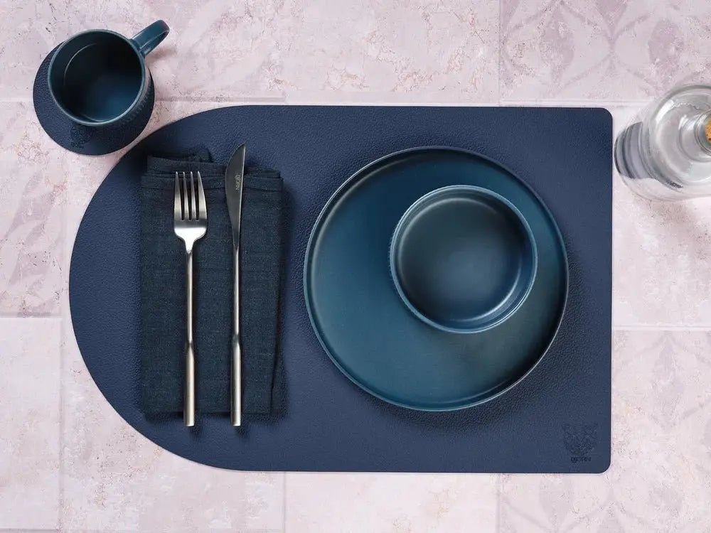 Björn Wendbares Tischset "arcus" - recyceltes Leder - 6 tlg. - Blau/Grau kaufen Bjorn Schweiz Webshop Onlineshop