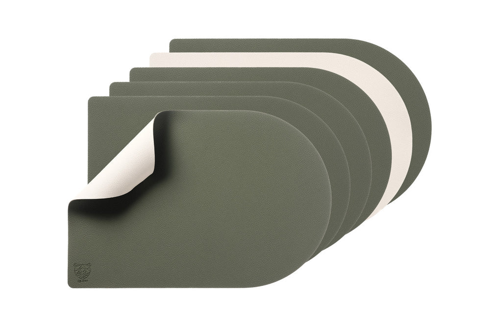 Björn Wendbares Tischset "arcus" - recyceltes Leder - 6 tlg. - Creme/Grün kaufen Bjorn Schweiz Webshop Onlineshop