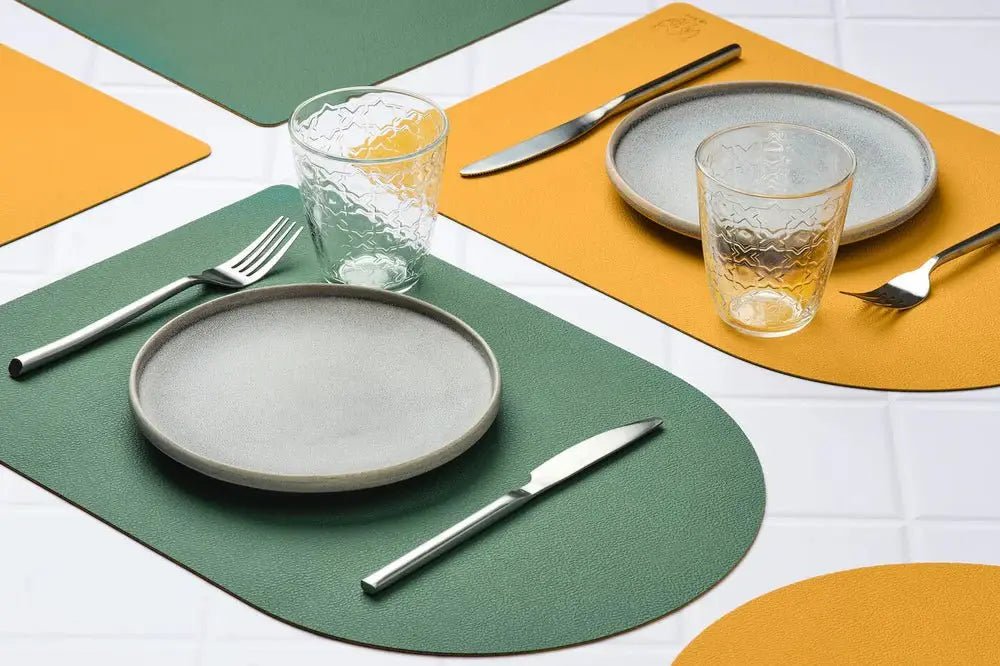 Björn Wendbares Tischset "arcus" - recyceltes Leder - 6 tlg. - Gelb/Grün kaufen Bjorn Schweiz Webshop Onlineshop