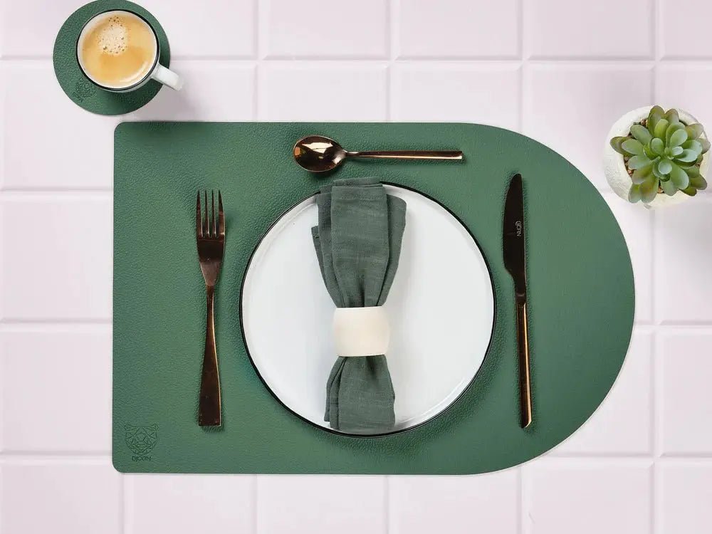 Björn Wendbares Tischset "arcus" - recyceltes Leder - 6 tlg. - Gelb/Grün kaufen Bjorn Schweiz Webshop Onlineshop