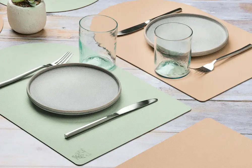 Björn Wendbares Tischset "arcus" - recyceltes Leder - 6 tlg. - Rosa/Grün kaufen Bjorn Schweiz Webshop Onlineshop