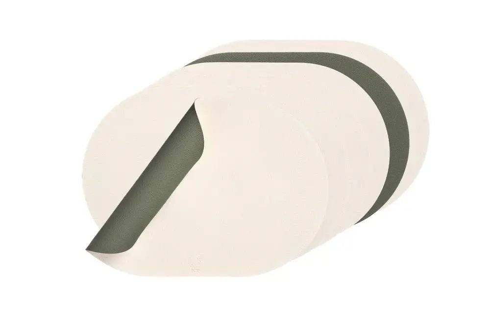 Björn Wendbares Tischset "oval" - recyceltes Leder - 6 tlg. - Creme/Grün kaufen Bjorn Schweiz Webshop Onlineshop