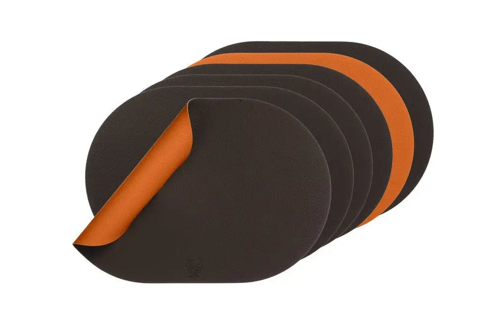 Björn Wendbares Tischset "oval" - recyceltes Leder - 6 tlg. - Orange/Braun kaufen Bjorn Schweiz Webshop Onlineshop