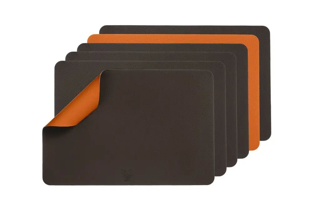 Björn Wendbares Tischset "rechteckig" - recyceltes Leder - 6 tlg. - Orange/Braun kaufen Bjorn Schweiz Webshop Onlineshop