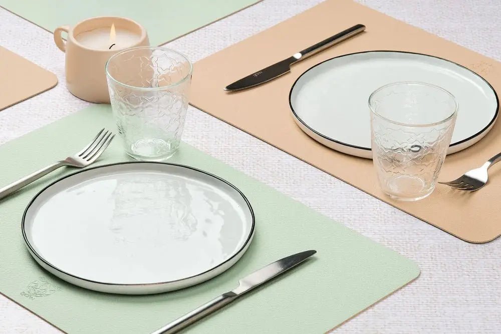 Björn Wendbares Tischset "rechteckig" - recyceltes Leder - 6 tlg. - Rosa/Grün kaufen Bjorn Schweiz Webshop Onlineshop