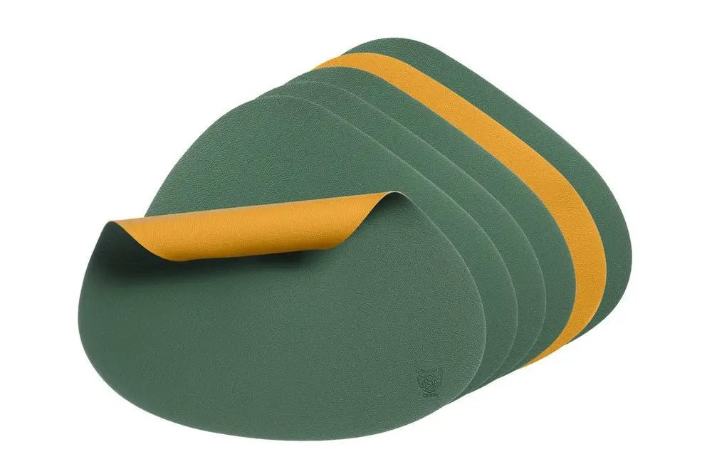 Björn Wendbares Tischset "stone" - recyceltes Leder - 6 tlg. - Gelb,Grün kaufen Bjorn Schweiz Webshop Onlineshop