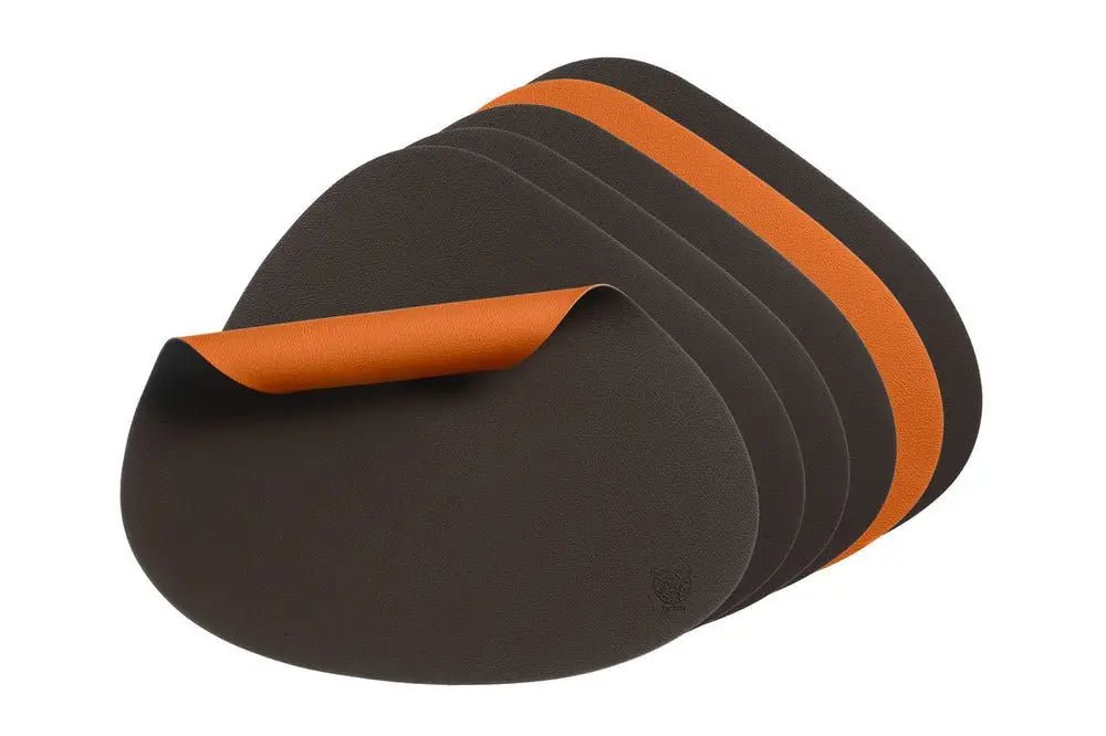 Björn Wendbares Tischset "stone" - recyceltes Leder - 6 tlg. - Orange/Braun kaufen Bjorn Schweiz Webshop Onlineshop