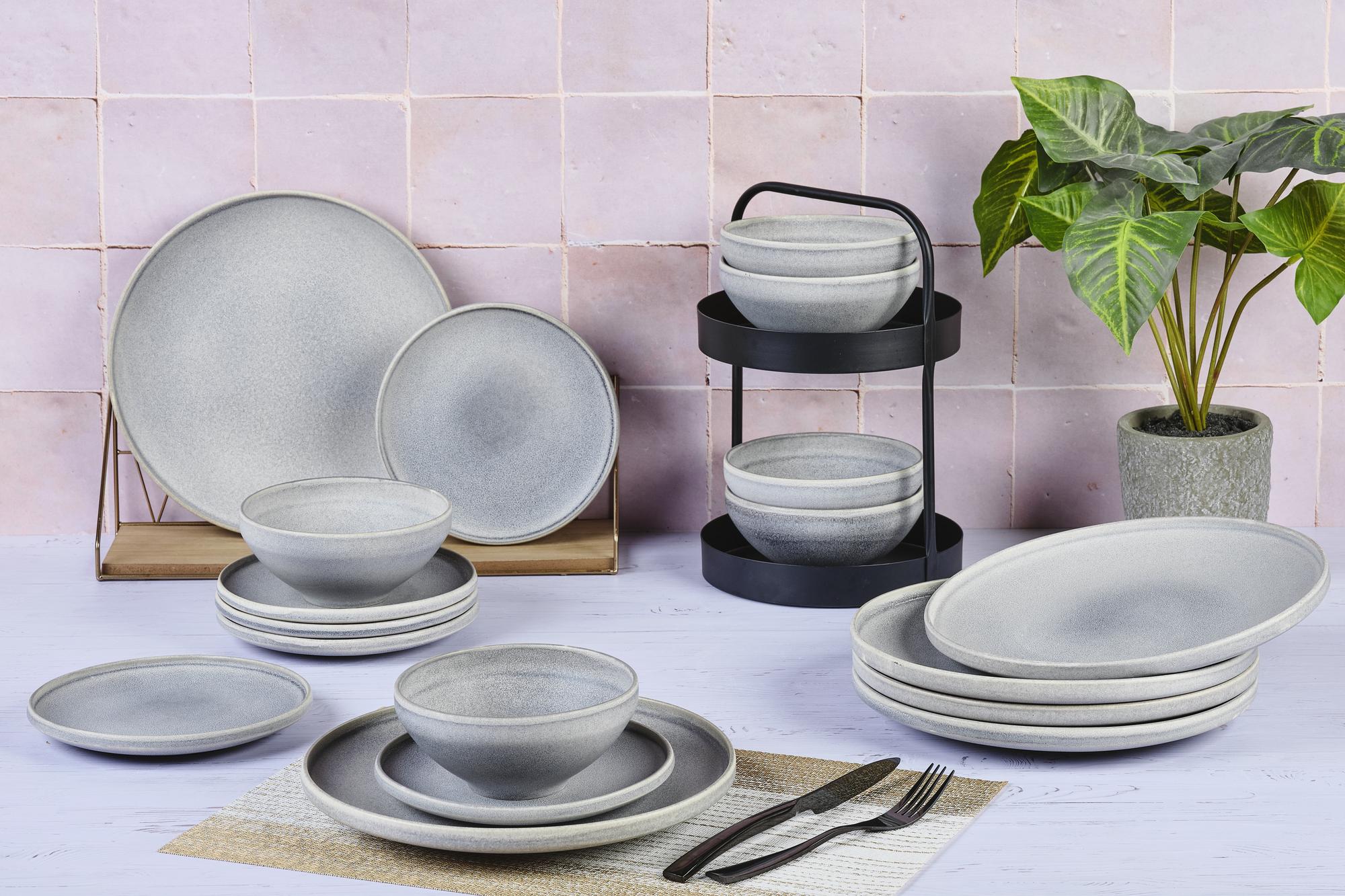 Björn Geschirr - Set STONE - 18 tlg. - Mondgrau kaufen Bjorn Schweiz Webshop Onlineshop