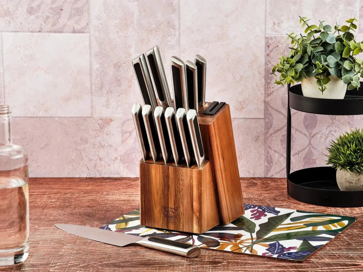Björn Küchenmesserblock mit Steakmessern LOKI - 14 tlg. - Braun,Silber kaufen Bjorn Schweiz Webshop Onlineshop