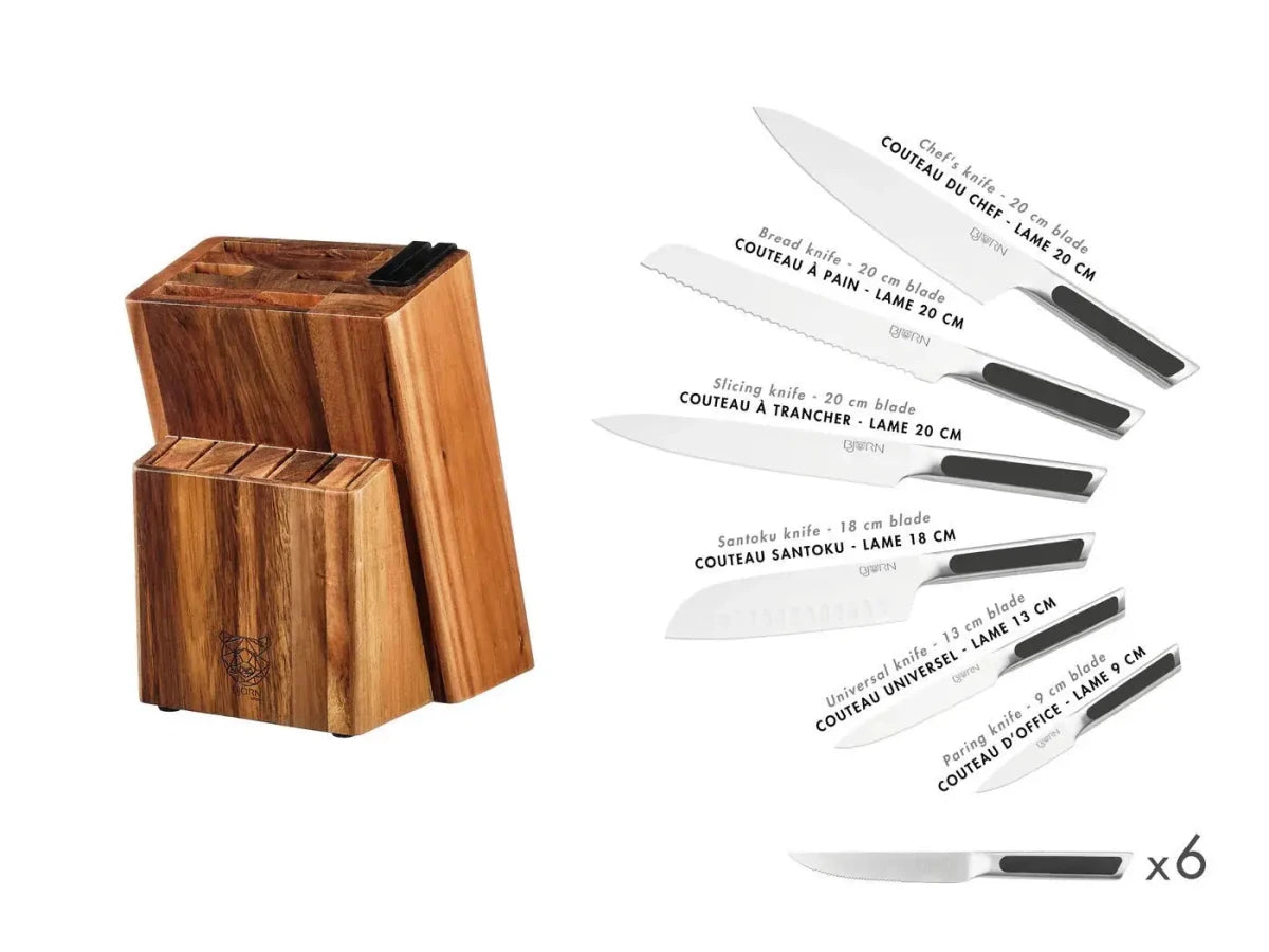 Björn Küchenmesserblock mit Steakmessern LOKI - 14 tlg. - Braun,Silber kaufen Bjorn Schweiz Webshop Onlineshop