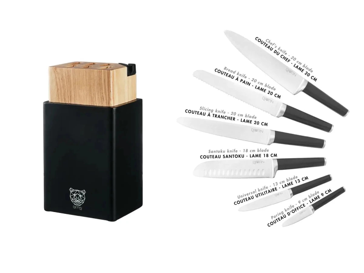 Björn Küchenmesserblock - Set JONA PORVOO - 8 tlg. - Schwarz kaufen Bjorn Schweiz Webshop Onlineshop