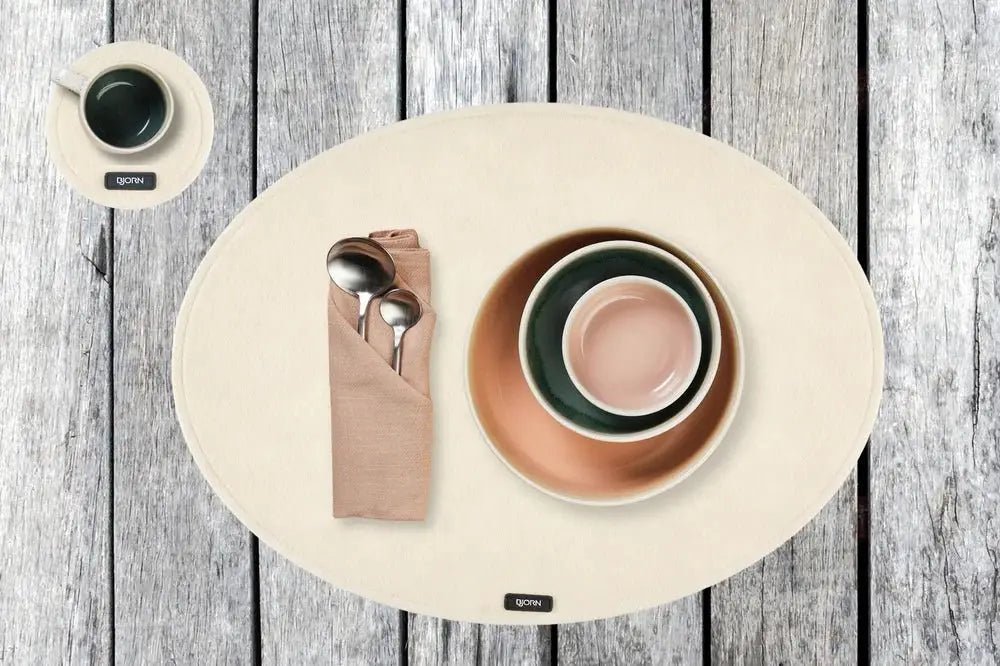 Björn Tischset "oval" - recycelter Filz - 6 tlg. - Beige kaufen Bjorn Schweiz Webshop Onlineshop