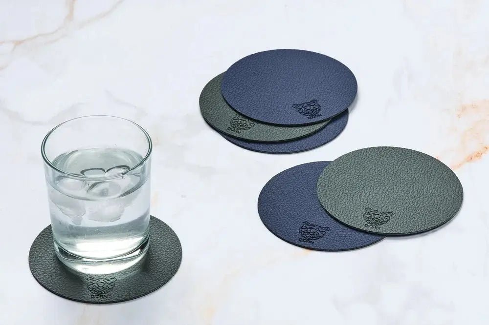 Björn Wendbare Untersetzer "rund" - recyceltes Leder - 6 tlg. - Blau/Grau kaufen Bjorn Schweiz Webshop Onlineshop