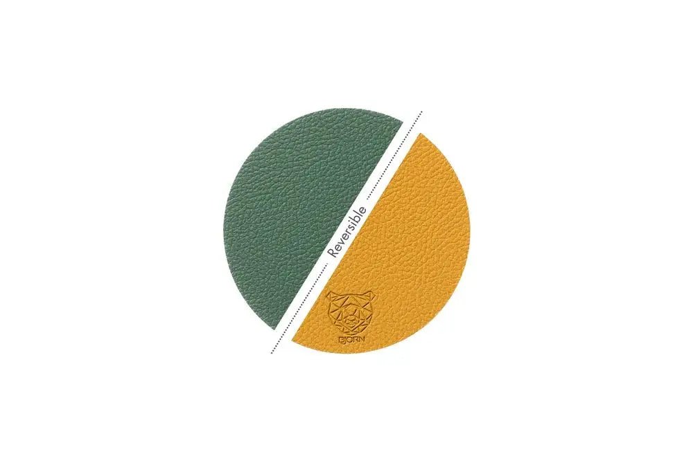 Björn Wendbare Untersetzer "rund" - recyceltes Leder - 6 tlg. - Gelb/Grün kaufen Bjorn Schweiz Webshop Onlineshop
