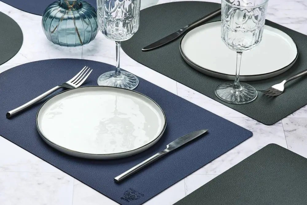 Björn Wendbares Tischset "arcus" - recyceltes Leder - 6 tlg. - Blau/Grau kaufen Bjorn Schweiz Webshop Onlineshop