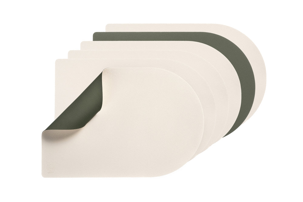 Björn Wendbares Tischset "arcus" - recyceltes Leder - 6 tlg. - Creme/Grün kaufen Bjorn Schweiz Webshop Onlineshop