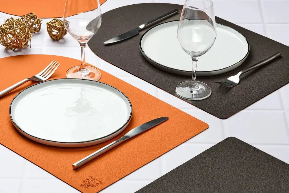 Björn Wendbares Tischset "arcus" - recyceltes Leder - 6 tlg. - Orange/Braun kaufen Bjorn Schweiz Webshop Onlineshop