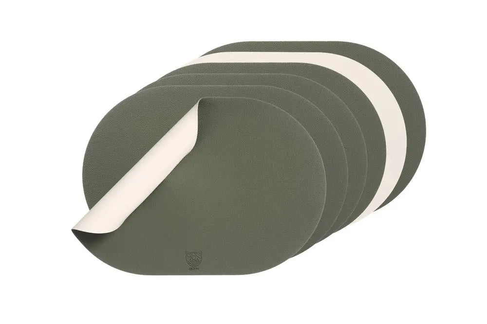 Björn Wendbares Tischset "oval" - recyceltes Leder - 6 tlg. - Creme/Grün kaufen Bjorn Schweiz Webshop Onlineshop