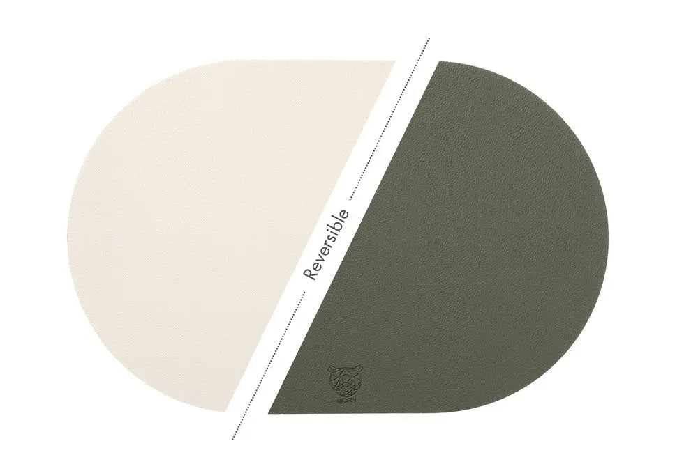 Björn Wendbares Tischset "oval" - recyceltes Leder - 6 tlg. - Creme/Grün kaufen Bjorn Schweiz Webshop Onlineshop