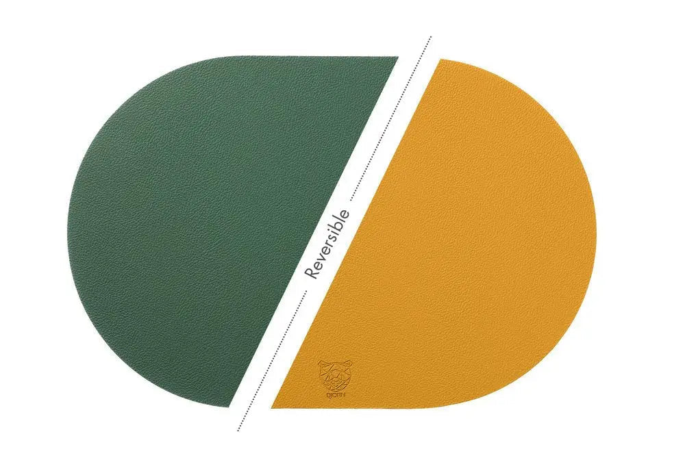Björn Wendbares Tischset "oval" - recyceltes Leder - 6 tlg. - Gelb/Grün kaufen Bjorn Schweiz Webshop Onlineshop