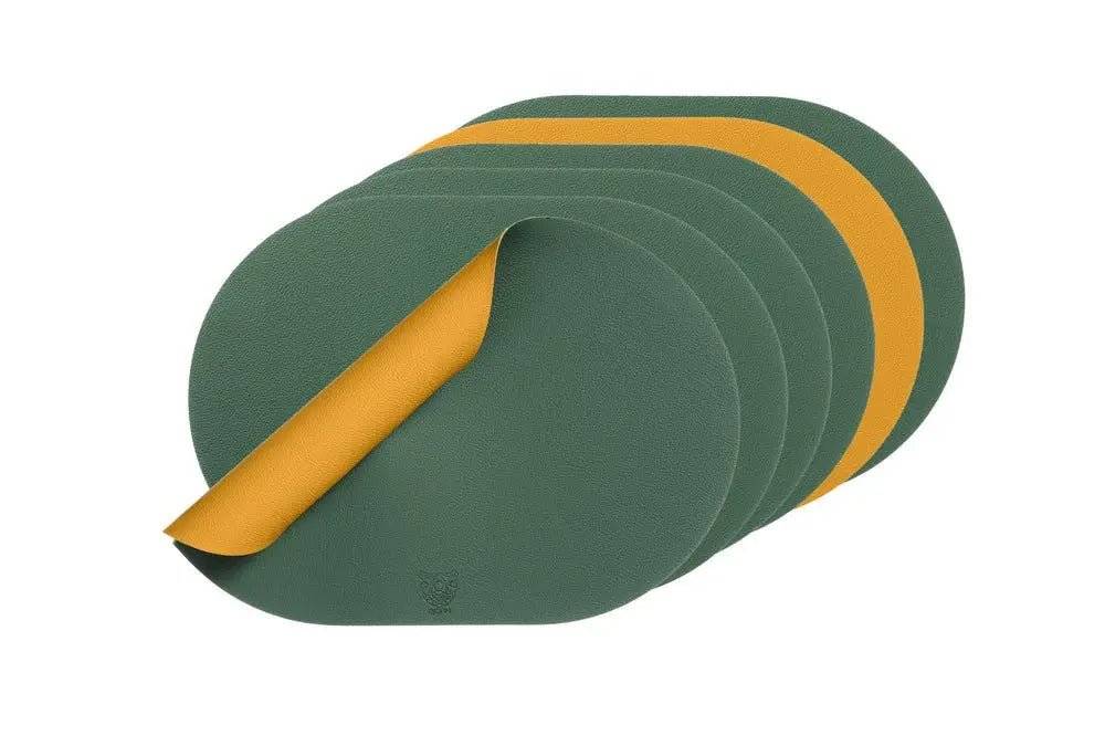 Björn Wendbares Tischset "oval" - recyceltes Leder - 6 tlg. - Gelb/Grün kaufen Bjorn Schweiz Webshop Onlineshop