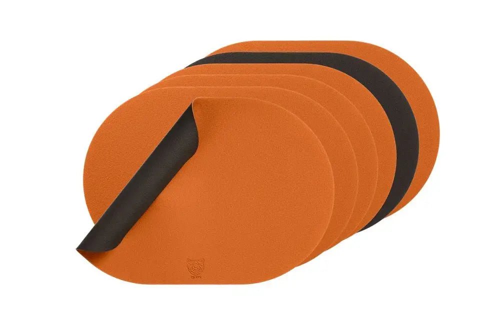 Björn Wendbares Tischset "oval" - recyceltes Leder - 6 tlg. - Orange/Braun kaufen Bjorn Schweiz Webshop Onlineshop