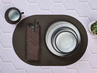 Björn Wendbares Tischset "oval" - recyceltes Leder - 6 tlg. - Orange/Braun kaufen Bjorn Schweiz Webshop Onlineshop