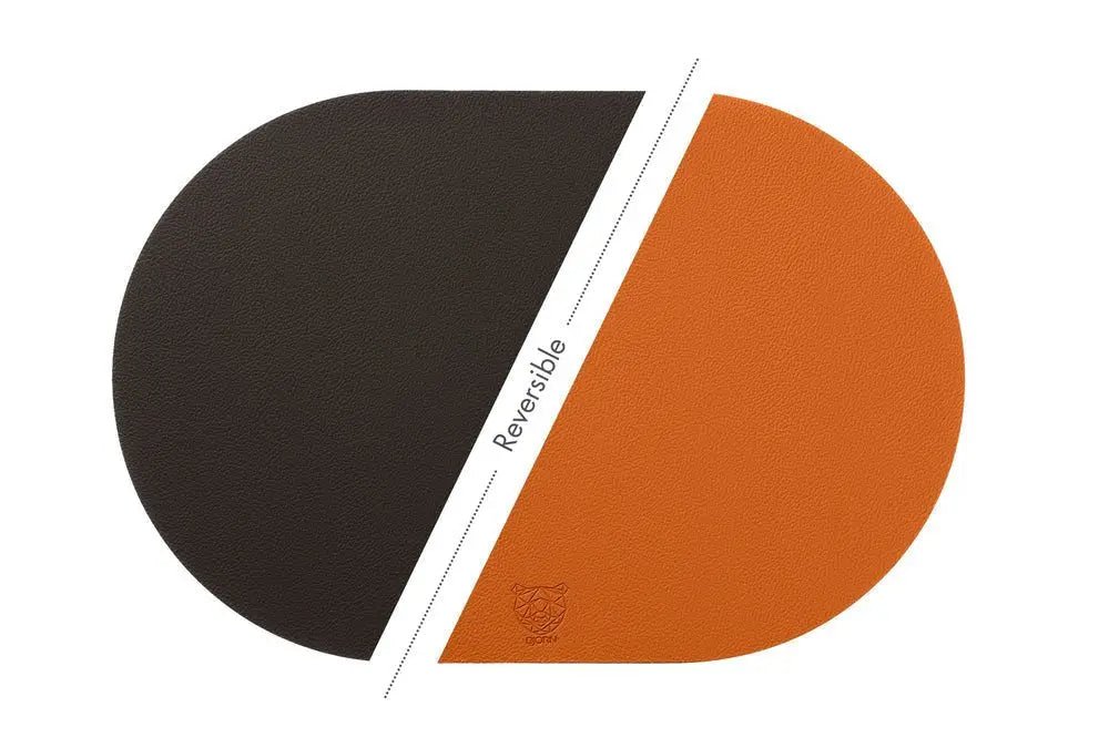 Björn Wendbares Tischset "oval" - recyceltes Leder - 6 tlg. - Orange/Braun kaufen Bjorn Schweiz Webshop Onlineshop