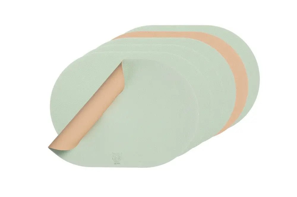 Björn Wendbares Tischset "oval" - recyceltes Leder - 6 tlg. - Rosa/Grün kaufen Bjorn Schweiz Webshop Onlineshop