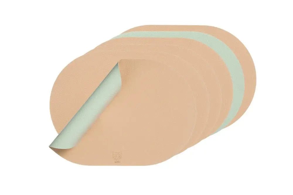 Björn Wendbares Tischset "oval" - recyceltes Leder - 6 tlg. - Rosa/Grün kaufen Bjorn Schweiz Webshop Onlineshop