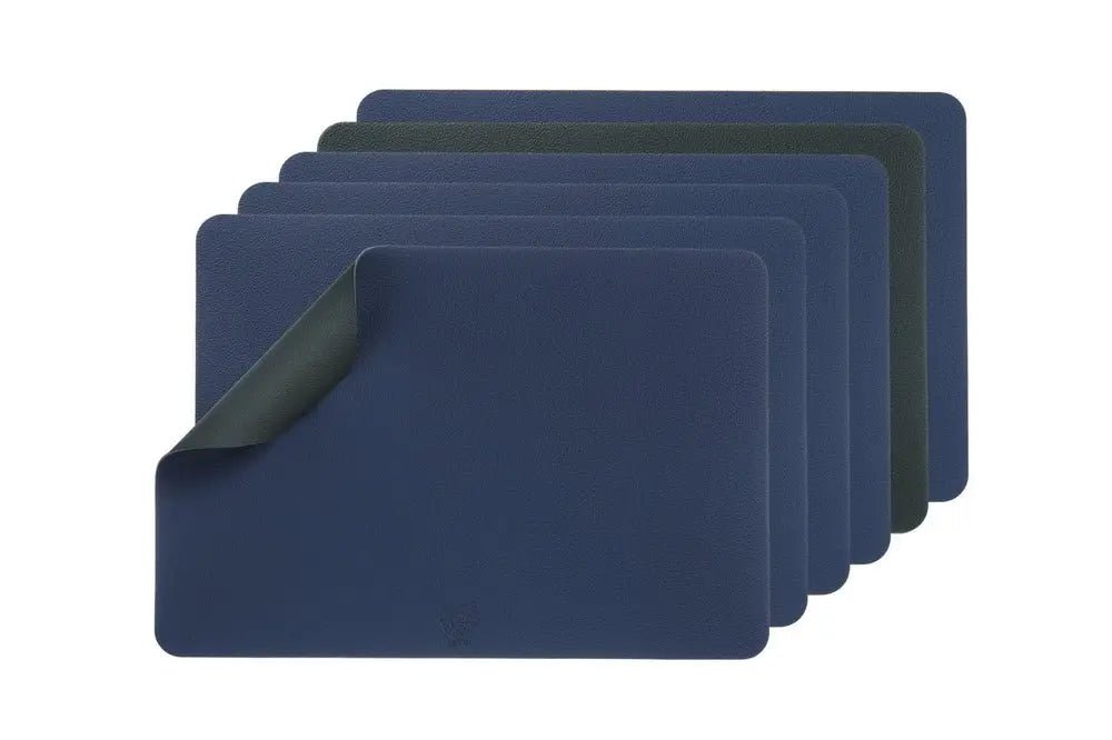 Björn Wendbares Tischset "rechteckig" - recyceltes Leder - 6 tlg. - Blau/Grau kaufen Bjorn Schweiz Webshop Onlineshop
