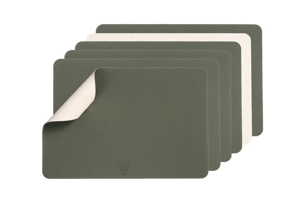 Björn Wendbares Tischset "rechteckig" - recyceltes Leder - 6 tlg. - Creme/Grün kaufen Bjorn Schweiz Webshop Onlineshop