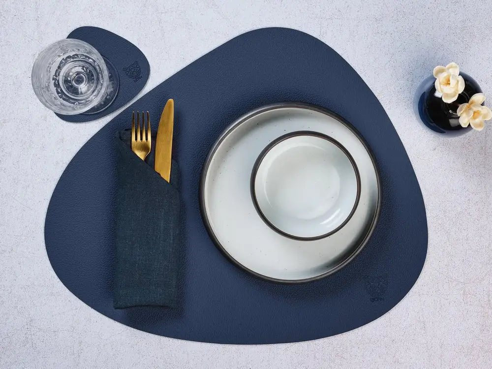 Björn Wendbares Tischset "stone" - recyceltes Leder - 6 tlg. - Blau/Grau kaufen Bjorn Schweiz Webshop Onlineshop
