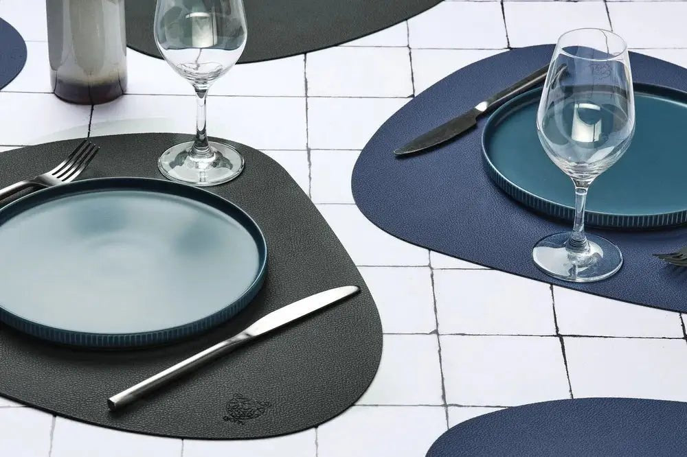 Björn Wendbares Tischset "stone" - recyceltes Leder - 6 tlg. - Blau/Grau kaufen Bjorn Schweiz Webshop Onlineshop