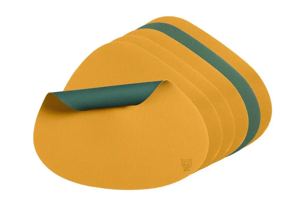Björn Wendbares Tischset "stone" - recyceltes Leder - 6 tlg. - Gelb,Grün kaufen Bjorn Schweiz Webshop Onlineshop